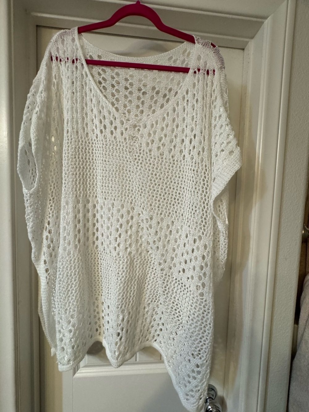 White Crocheted Open-Knit Top